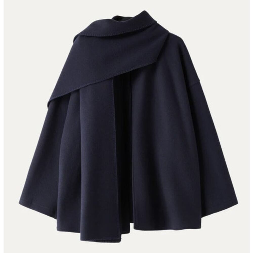 OGL Jacket Size L Navy Blue Oversized Scarf Jacket CashSoft Pockets Coat NEW - Picture 5 of 16